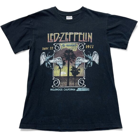 Led Zeppelin 1977 Inglewood California In Concert Repro Tee T-Shirt Size Small - Picture 1 of 6